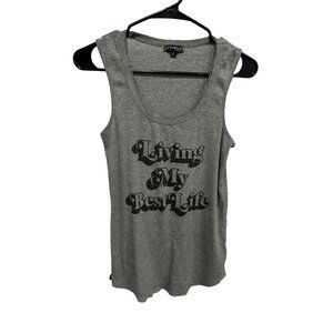 Living My Best Life Gray Tank Top Fifth Sun Large Sleeveless Casual Wear Gym NWT